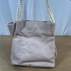 CAPACCIOI Shoulder Bag Womens Medium Pink Leather White Purse Made In Italy